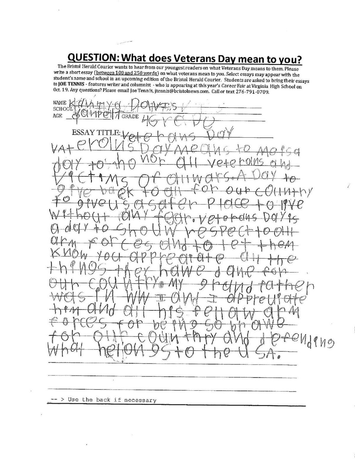 Winning veterans day essays