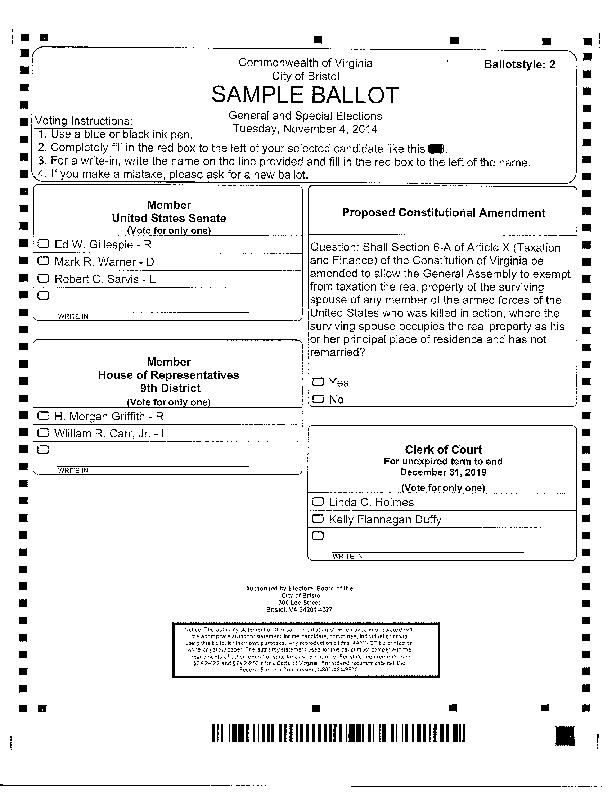 Bristol Virginia sample ballot | | heraldcourier.com