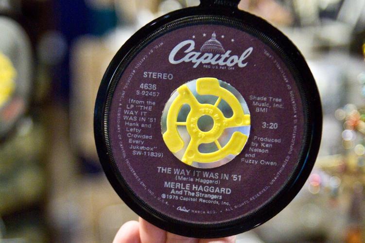 A Merle Haggard record ornament, available at the Birthplace of Country Music Museum store.
