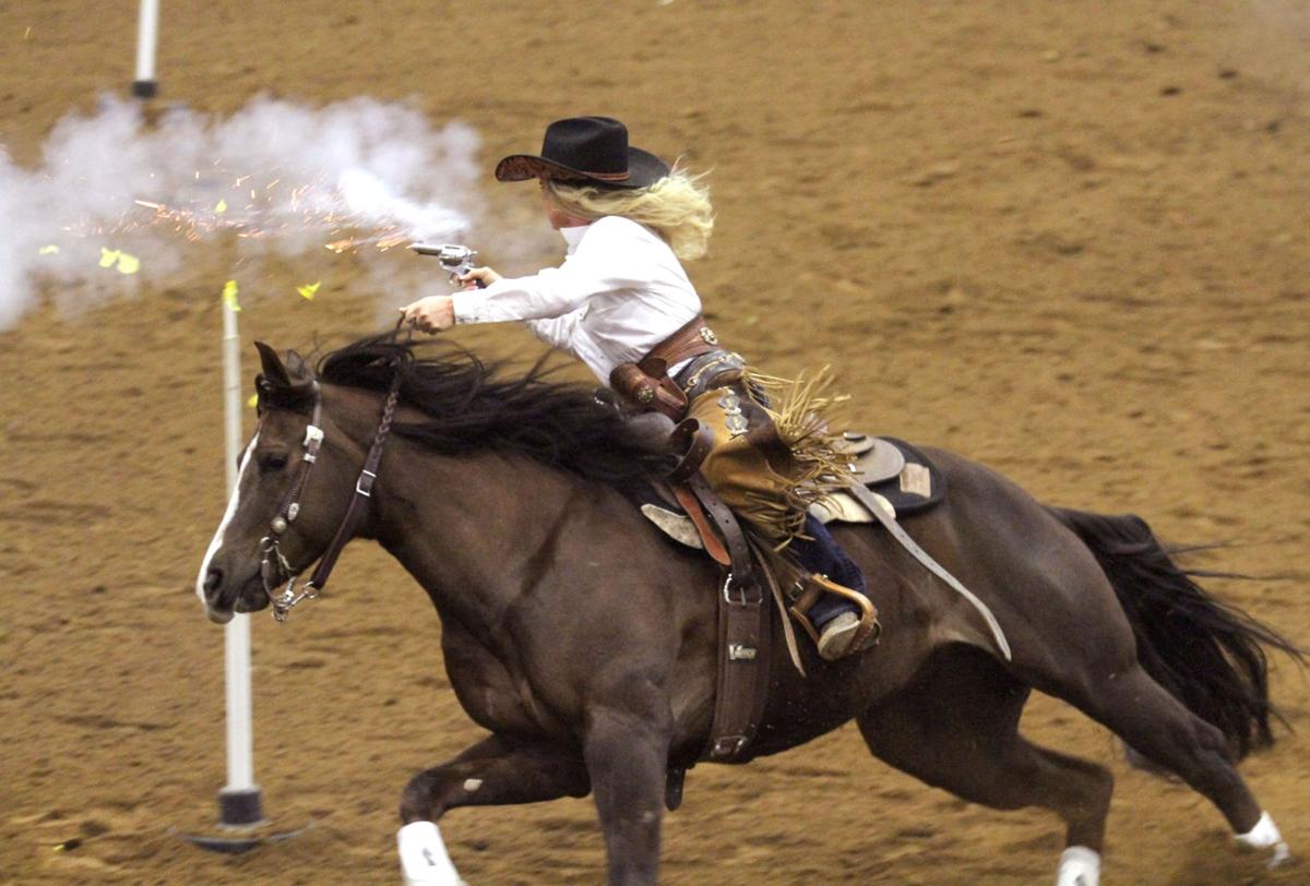 pic Cowboy Shooting On Horseback competitive mounted shooting