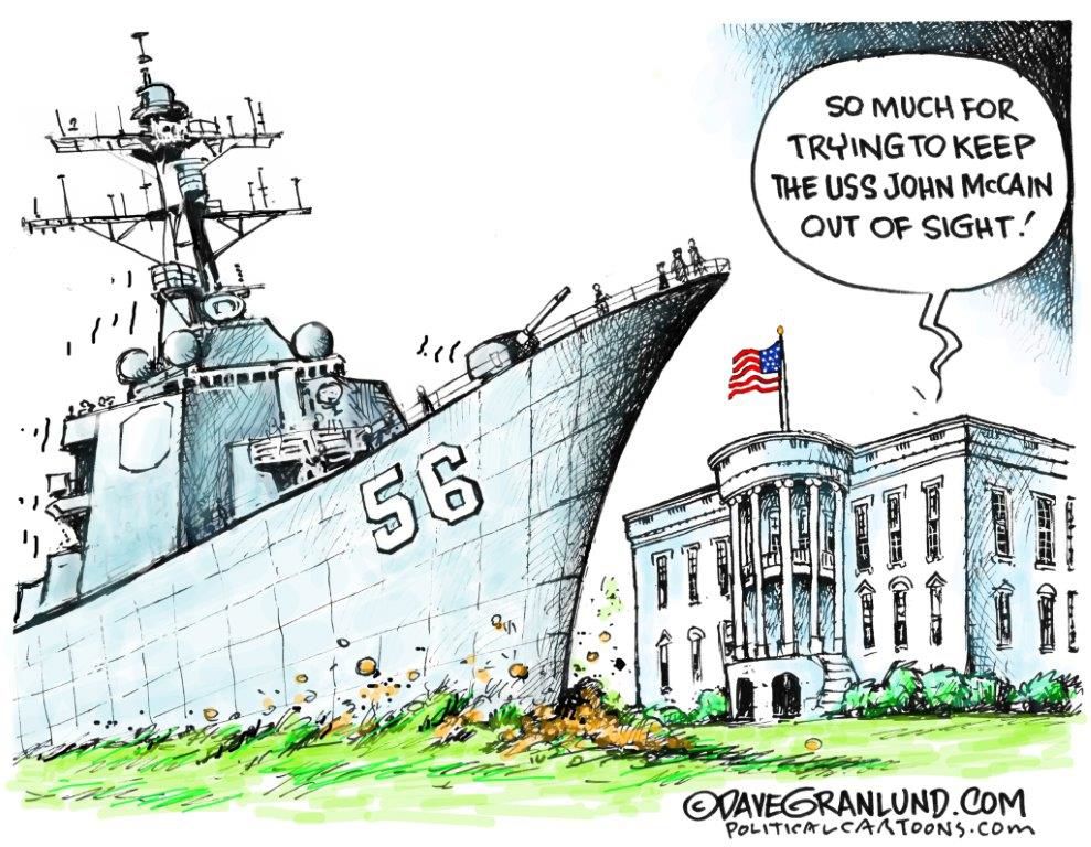 Image result for john mccain trump hiding ship cartoon