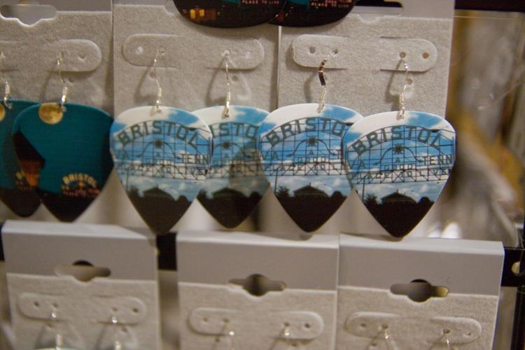 Bristol guitar pick earrings, $15.99 at the Birthplace of Country Music museum store.