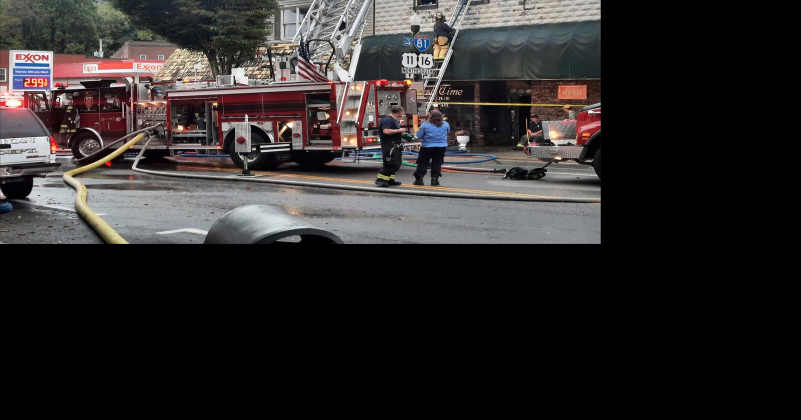 Fire crews battle blaze at downtown Marion business