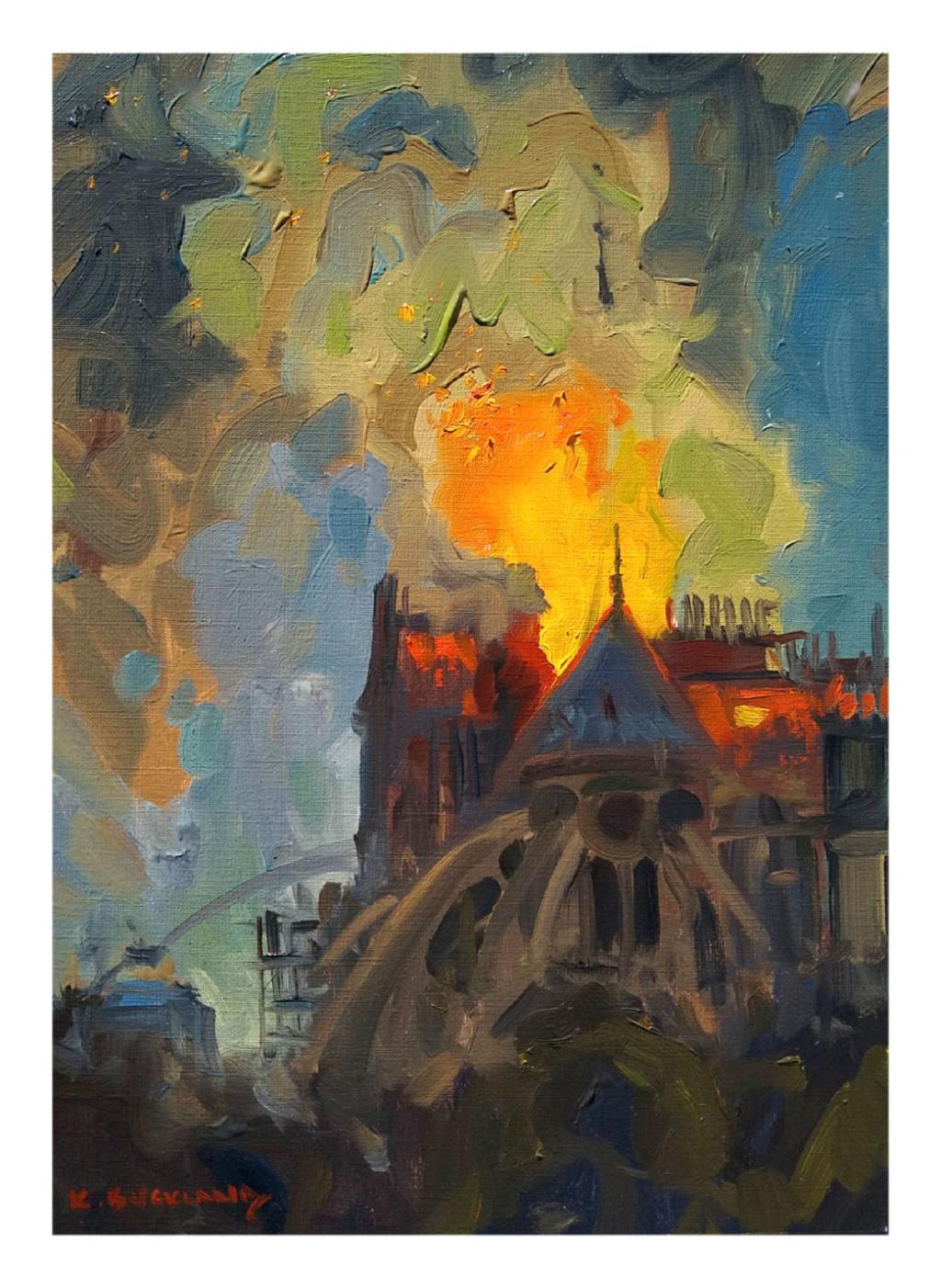 Abingdon Artist Paints Burning Notre Dame Will Donate Part Of