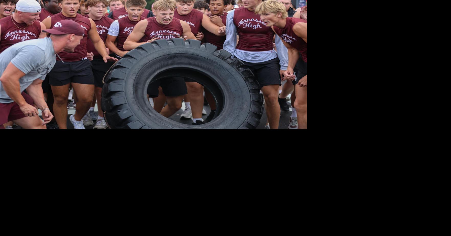 HIGH SCHOOL FOOTBALL: With season nearing, Virginia High and Tennessee High battle in annual tire-flipping event on State Street