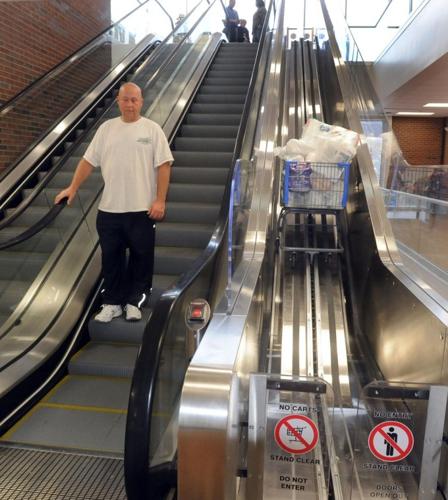 Walmart Supercenter Escalators Transport Customers Parking Stock