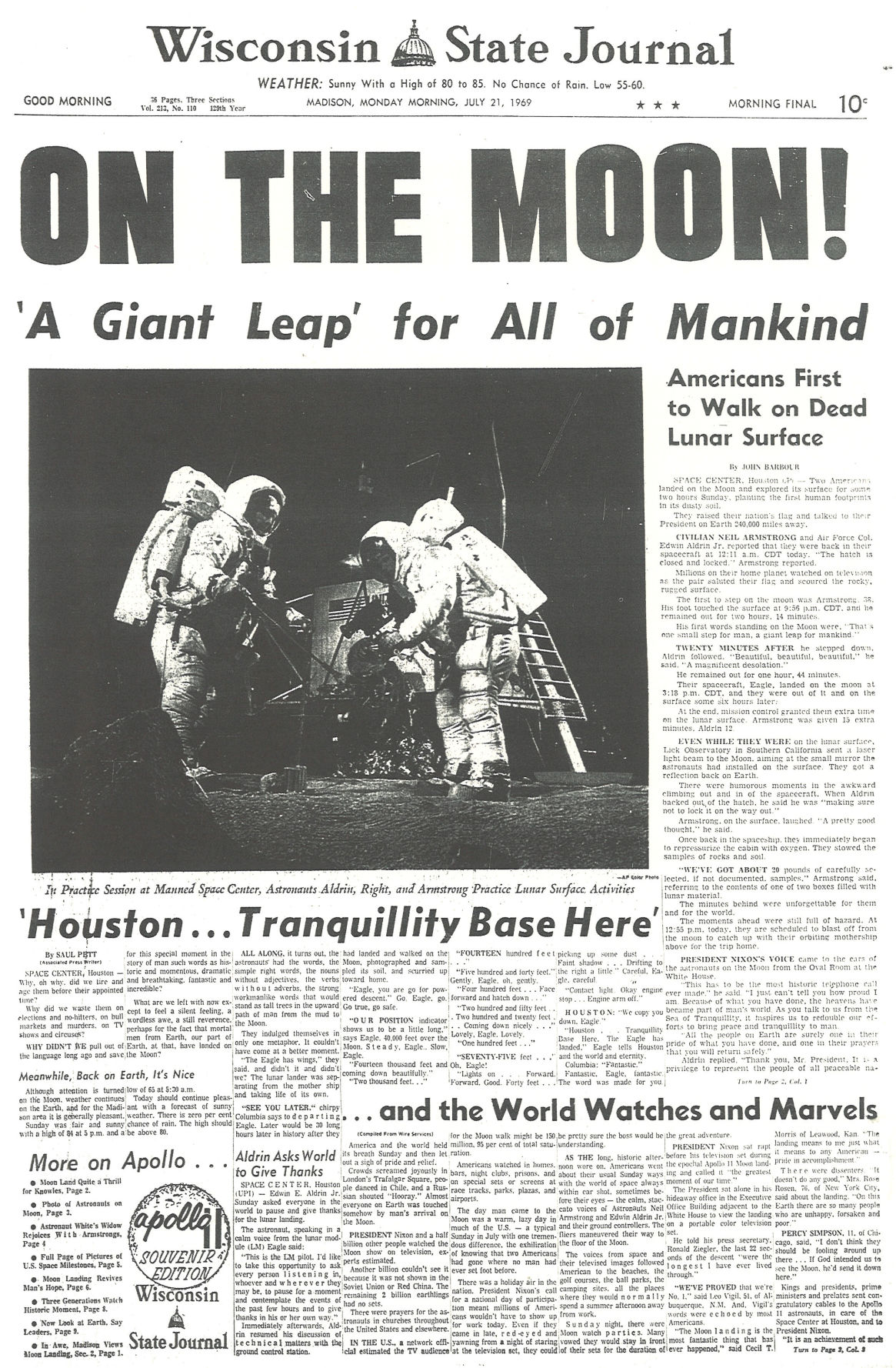 first man on the moon newspaper article first man on the moon newspaper article
