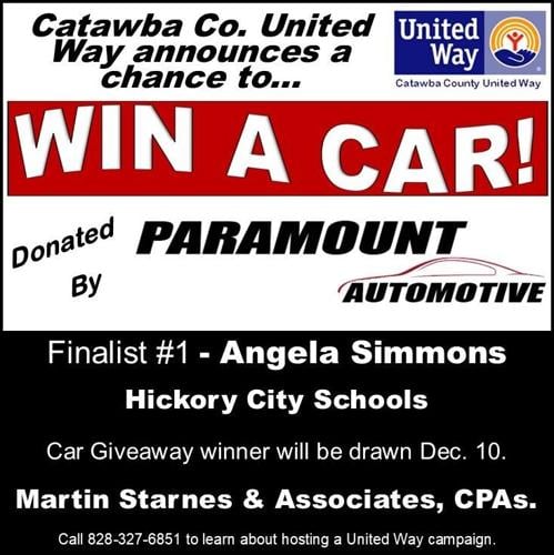 Hickory City Schools has first United Way car giveaway finalist