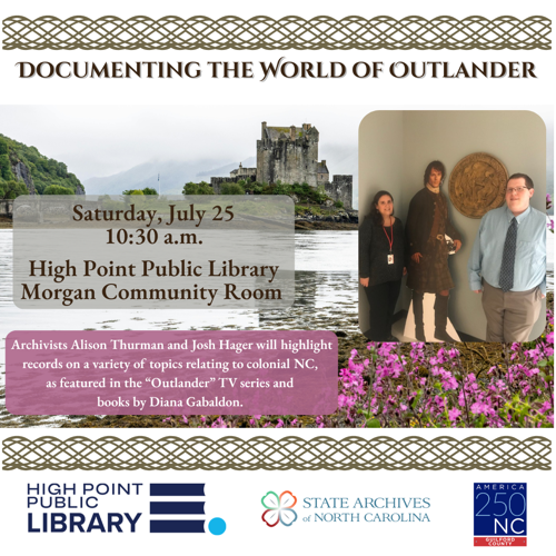 High Point Public Library will host “Documenting the World of Outlander” Presentation