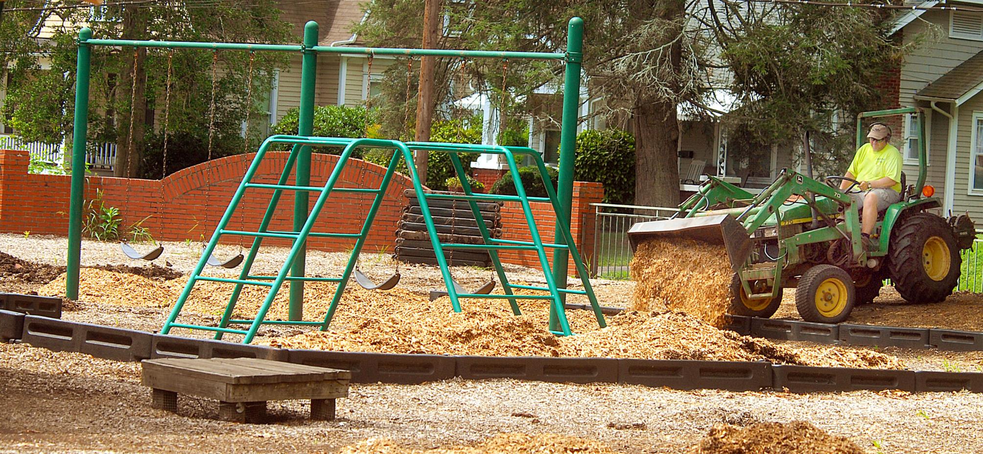 Hickory Public Schools puts new mulch on playgrounds