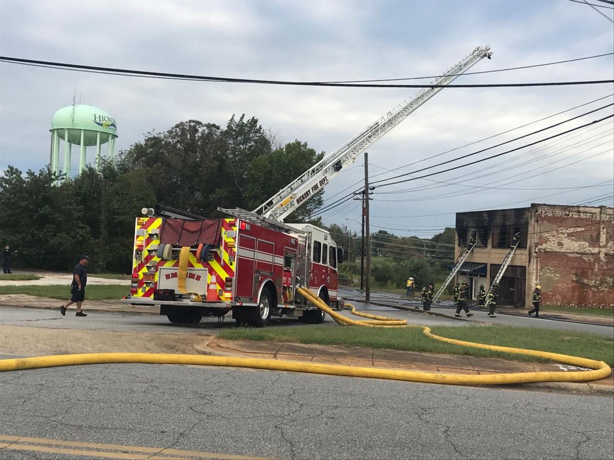 Fire guts abandoned building in Hickory