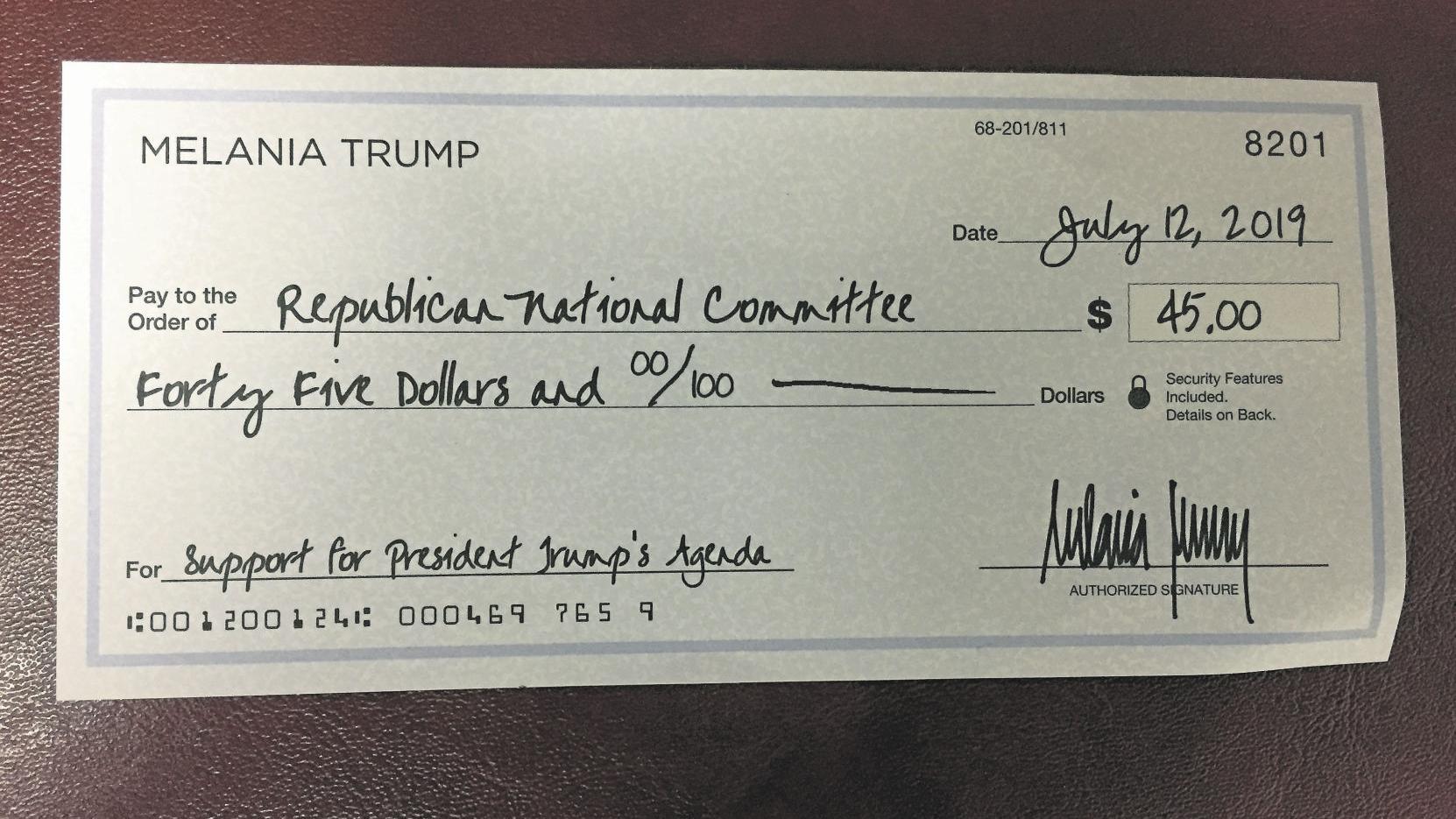 Melania mailed me a check I could not cash  Latest Headlines