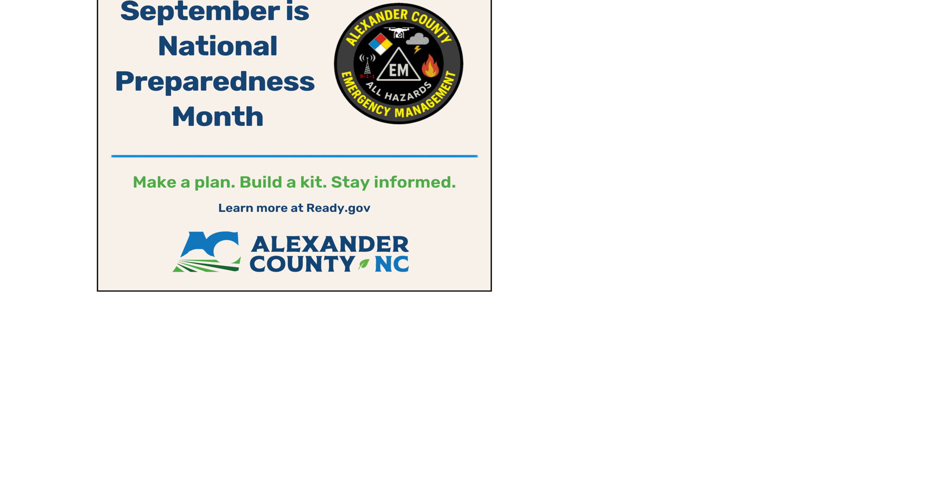 September is National Preparedness Month; be ready when disasters strike