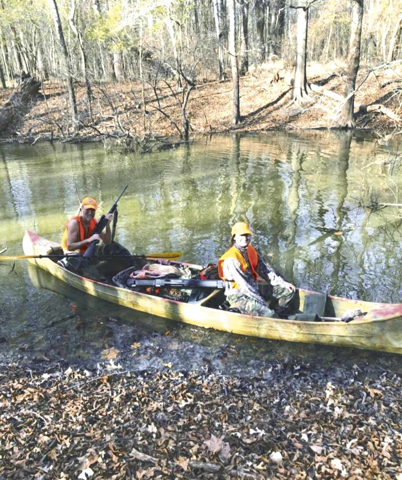 Mark and Selina in a canoe