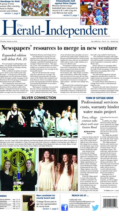 Newspapers Resources To Merge In New Venture Monona Cottage