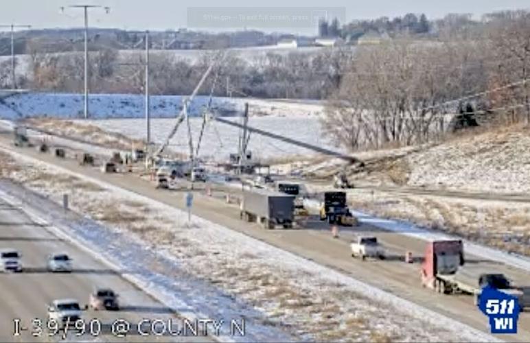 Driver trapped after semi knocks down power pole along I-39/90 east of ...