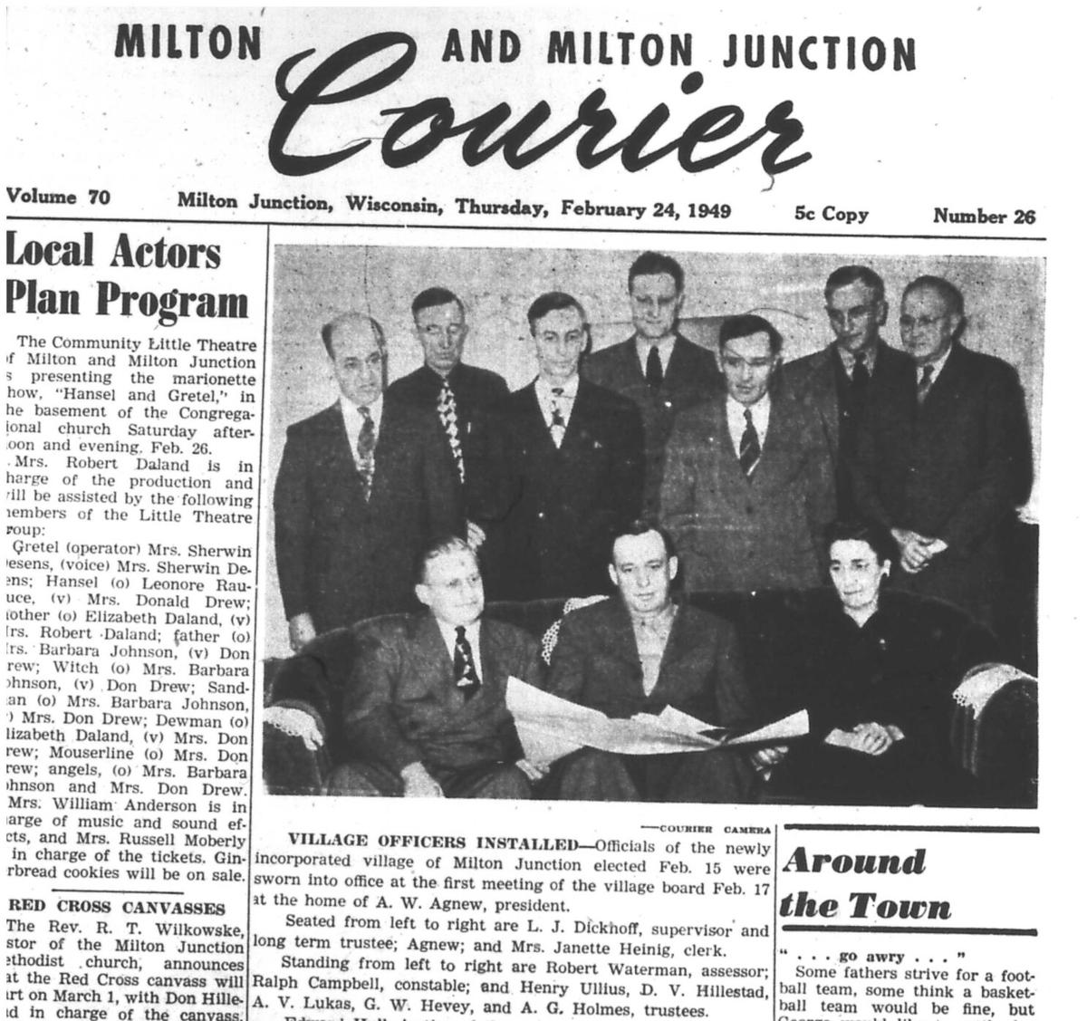 Through the Years From the pages of the Milton Courier and Milton