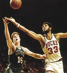 Portrait of Milwaukee Bucks center Lew Alcindor (later known as
