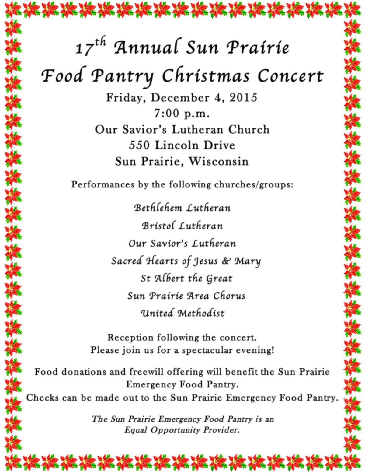 2015 Sun Prairie Food Pantry Concert Program News Hngnews Com