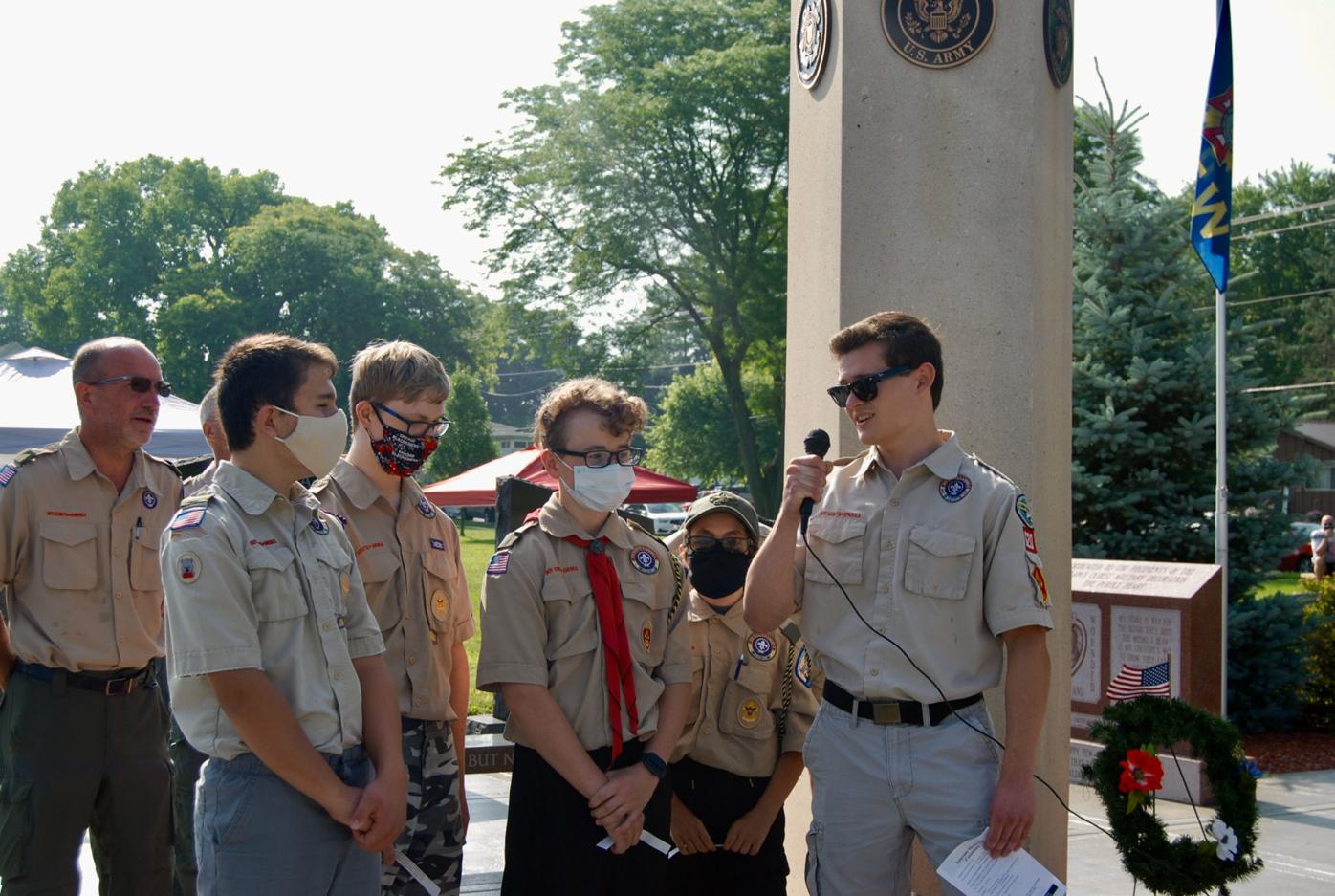 Boy scouts lead a song