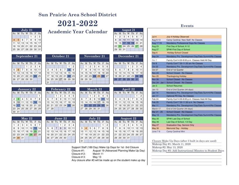 202122 SPASD Calendar (approved) News