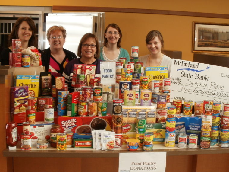 Mcfarland State Bank Donates To Sunshine Place Food Pantry