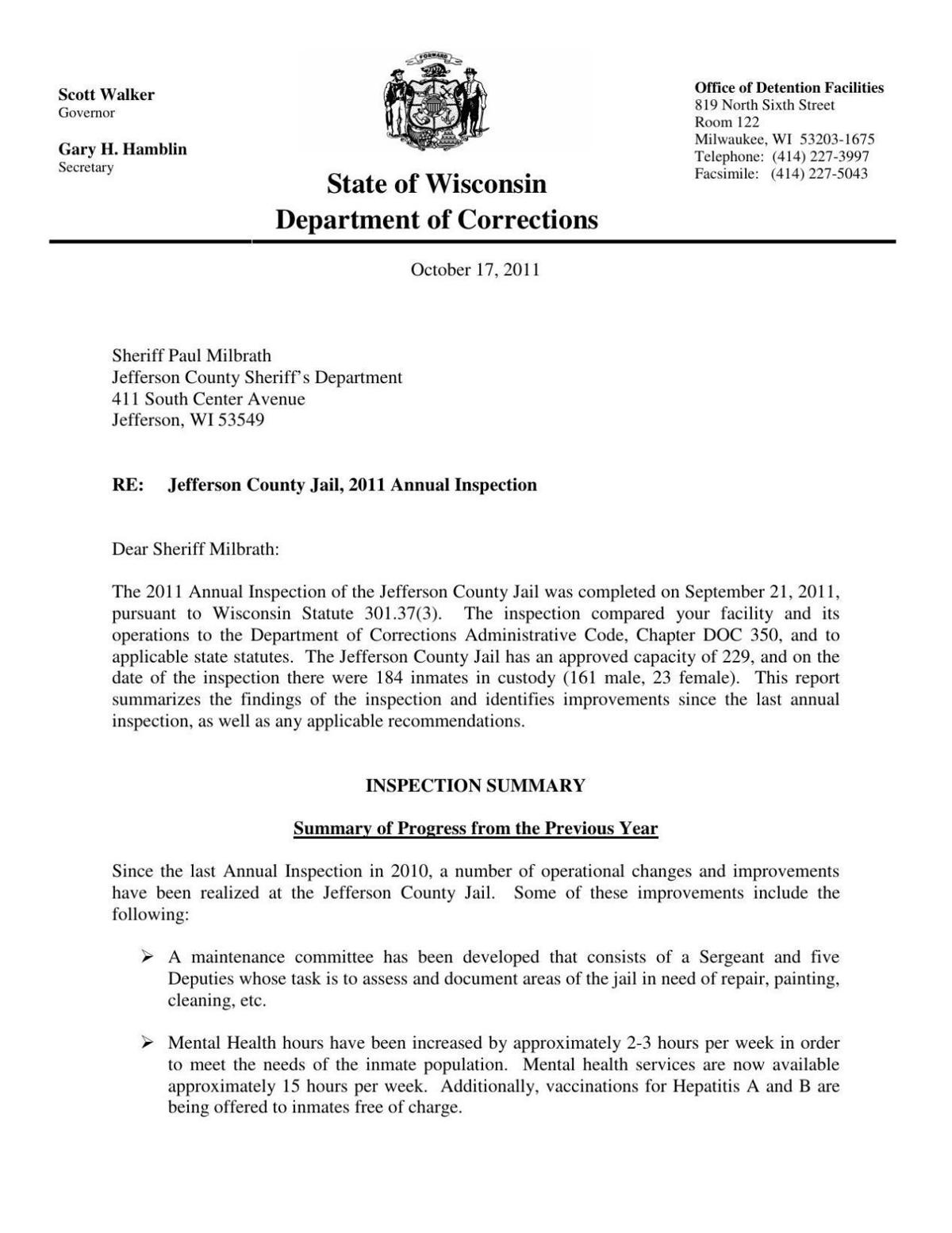 2011 Jefferson Co Jail Inspection Regional Hngnews Com