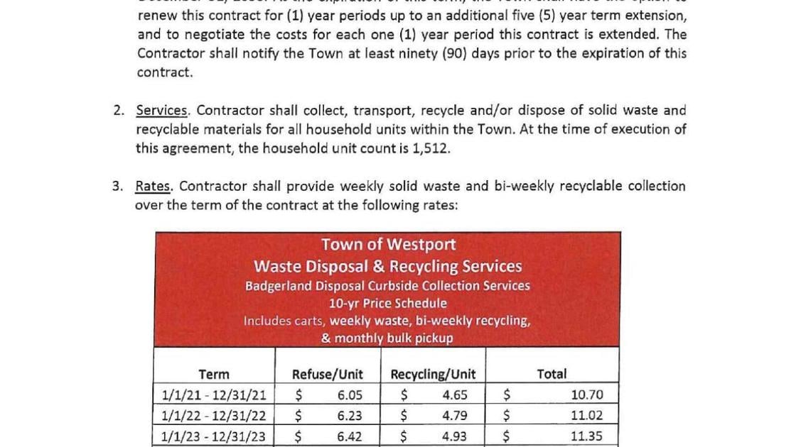 Westport Awards Waste Management Contract To Badgerland Waunakee Tribune Hngnews Com advanced disposal 2021 collection calendar westport