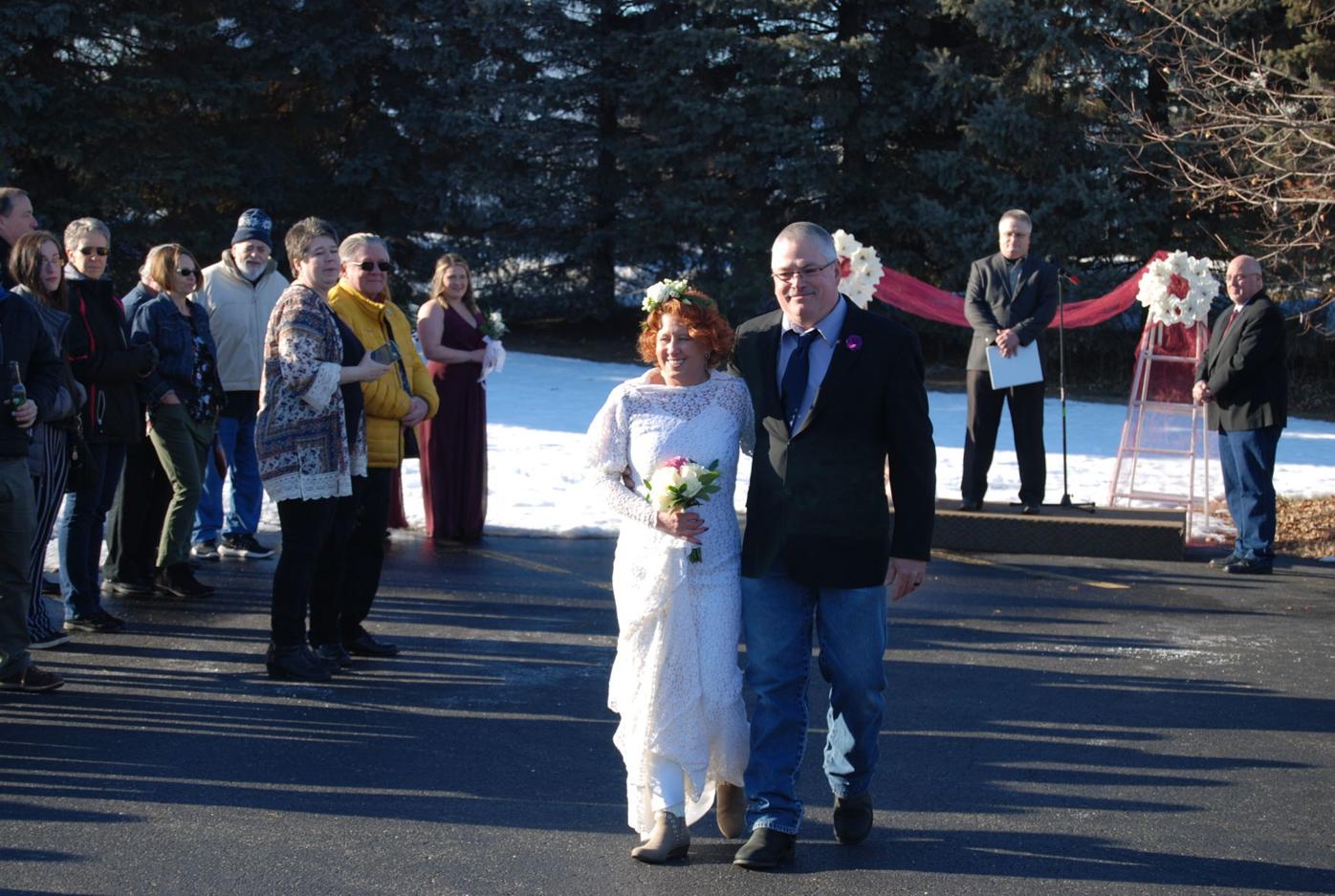 Trowbridges head to reception .JPG