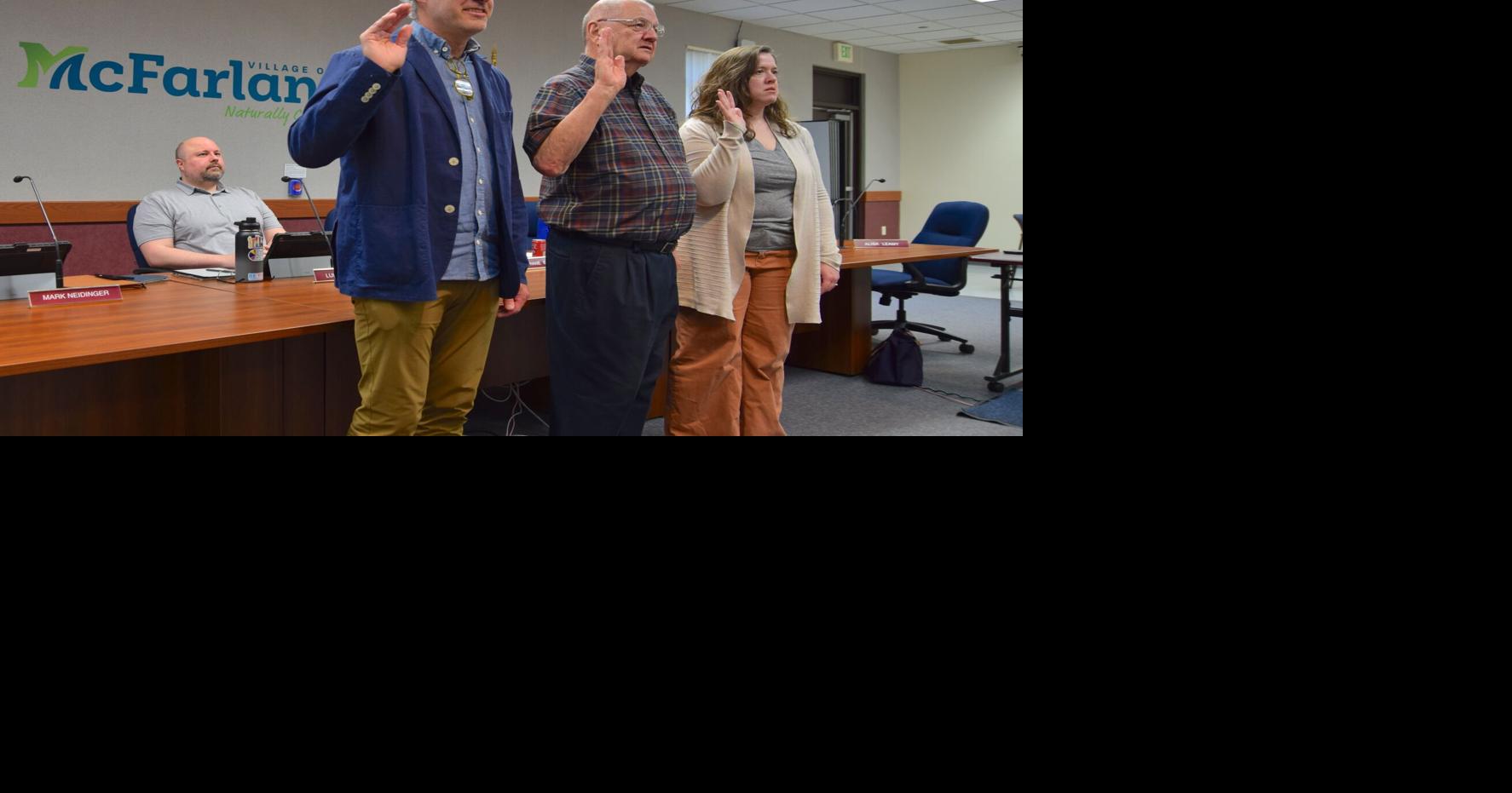 Neidinger, Prill, Leamy sworn in as McFarland village trustees | News ...