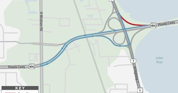 Traffic Advisory: Overnight Ramp Closures at Pineda Causeway and U.S. 1 Intersection set for February 22–27