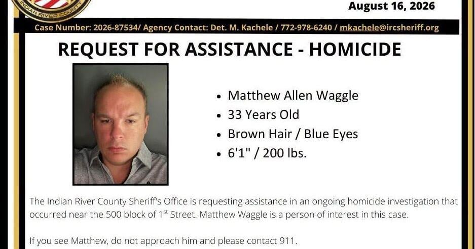 Indian River County Sheriff's Office searching for 'person of interest' in homicide of Vero Beach woman