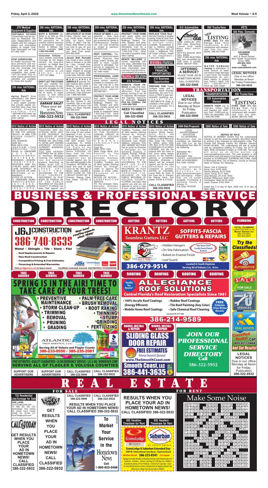 Page A_009 | e-Edition | hometownnewsvolusia.com