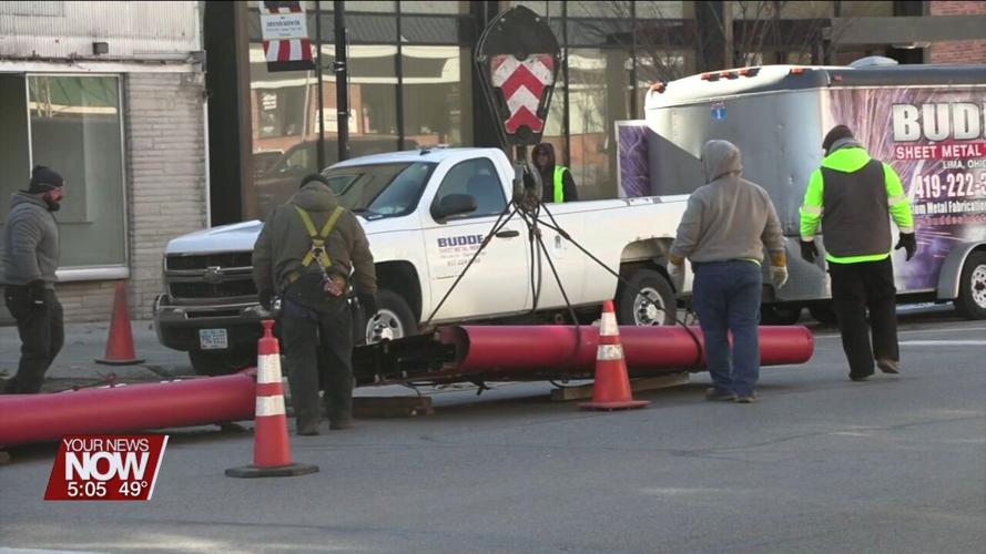 Work on the Saint Marys Theater marquee begins