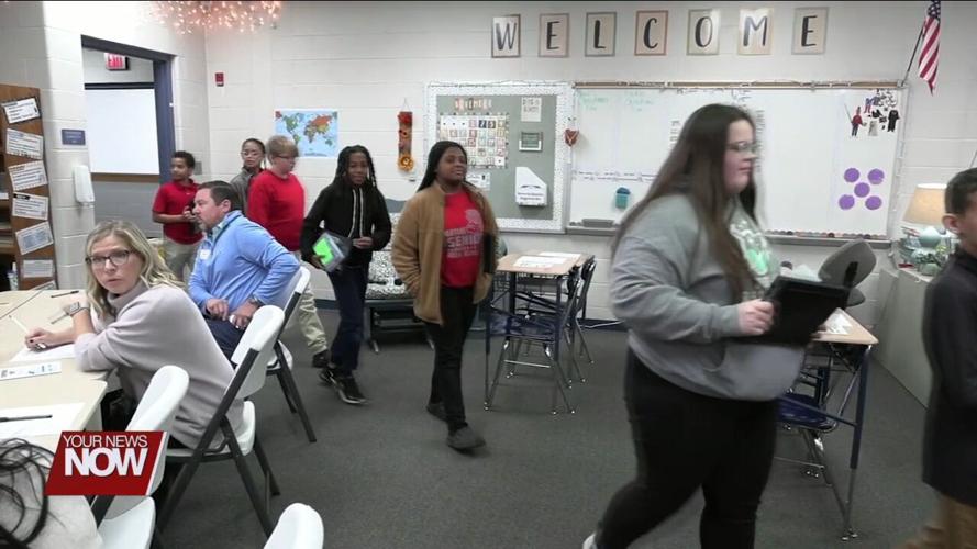 Some Lima City School students pitch their product ideas for a Shark Tank project