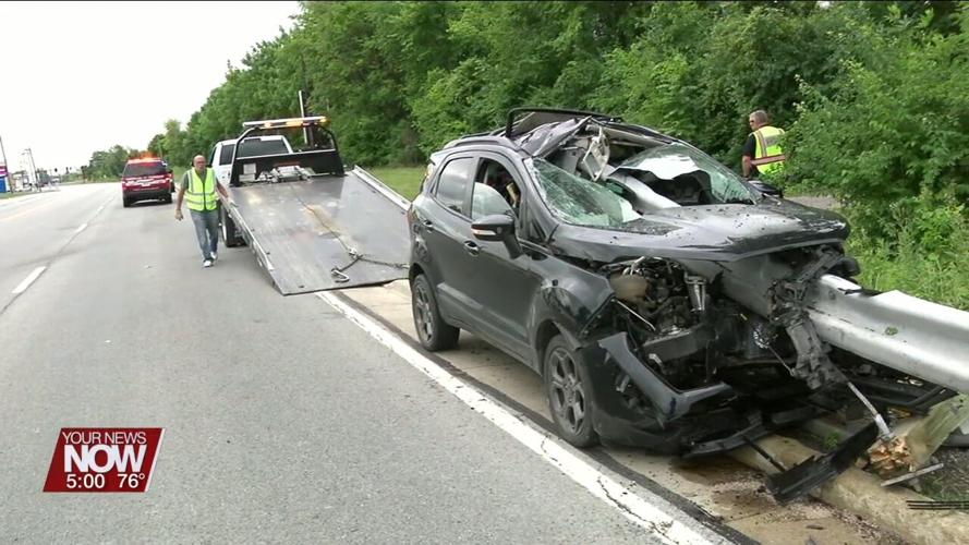 Two injured in crash on Elida Road after their vehicle strikes guardrail