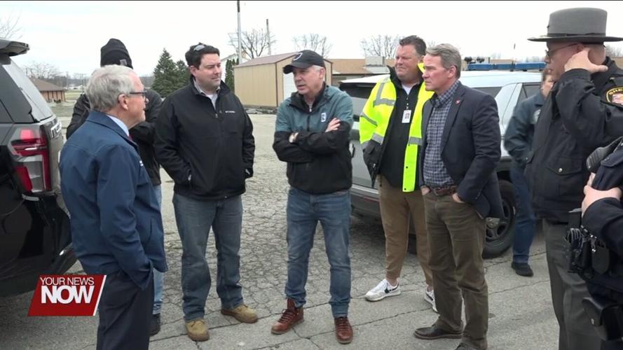 Gov. Mike DeWine and other state officials assess damage near Indian Lake after deadly tornado
