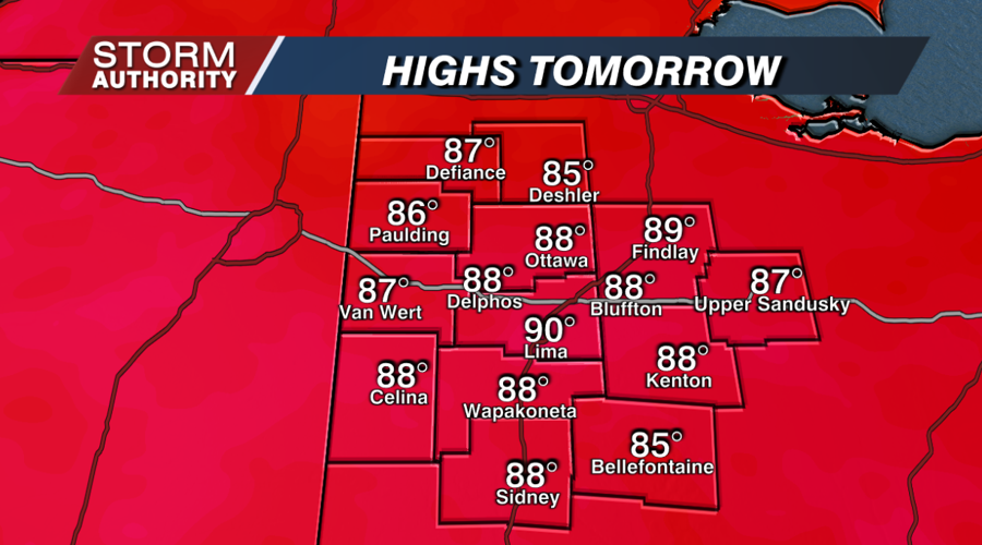 Highs Tuesday