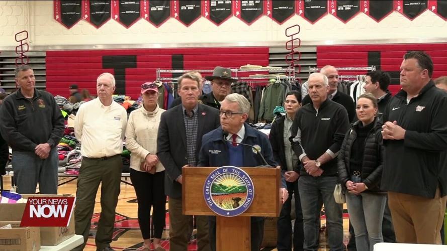 Gov. Mike DeWine and other state officials assess damage near Indian Lake after deadly tornado