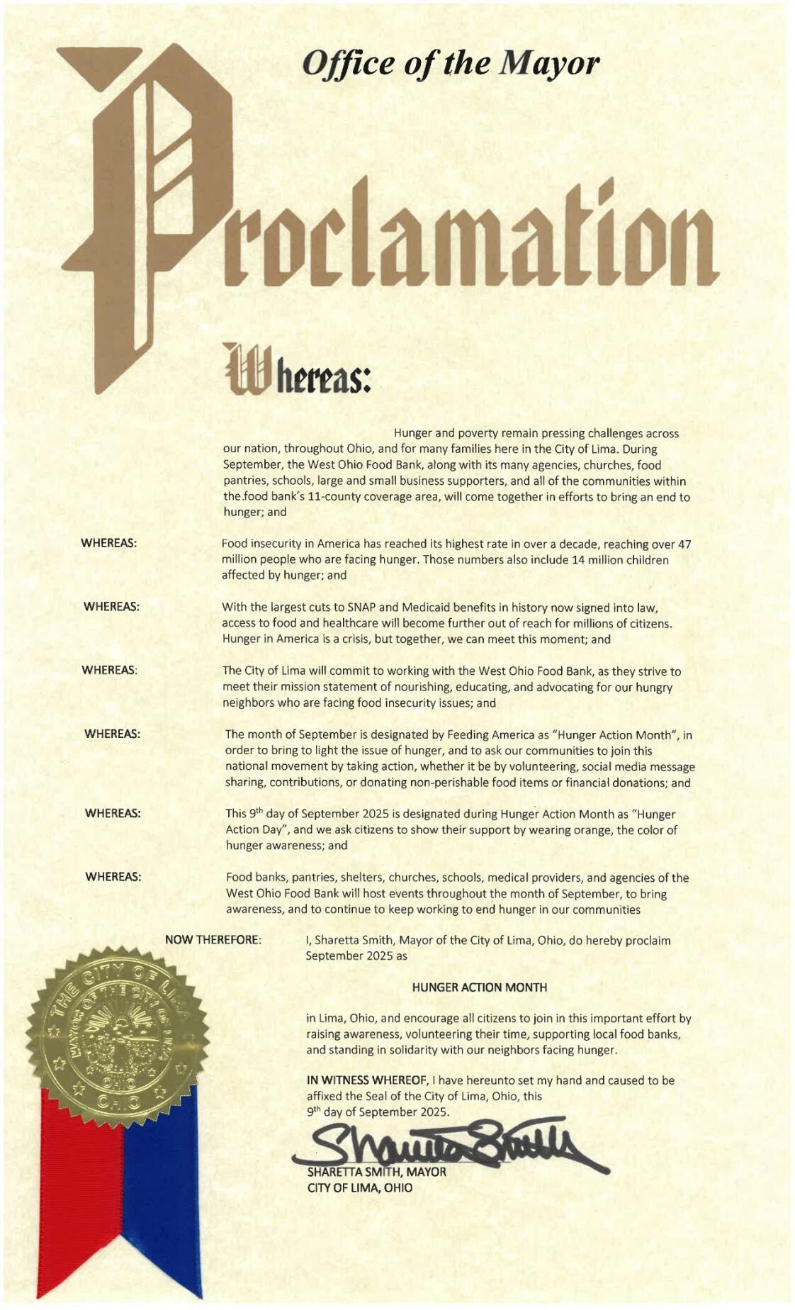 Hunger Awareness Day proclamation