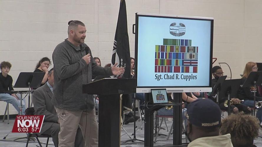 Elida Middle School honoring Veterans during school assembly
