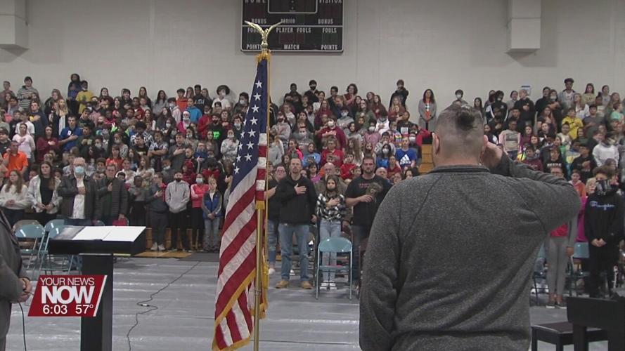 Elida Middle School honoring Veterans during school assembly