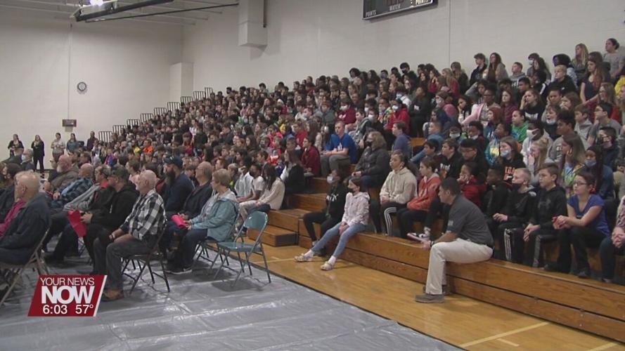 Elida Middle School honoring Veterans during school assembly