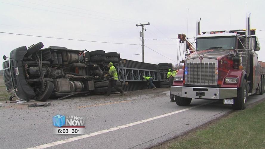 Semi-truck overturns on State Route 81