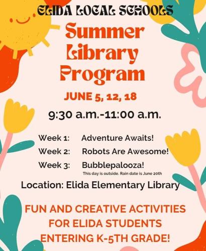 Elida Summer Library Program Flyer