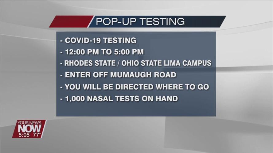 State holding pop-up testing site at Rhodes State / OSU Lima Campus on August 20th