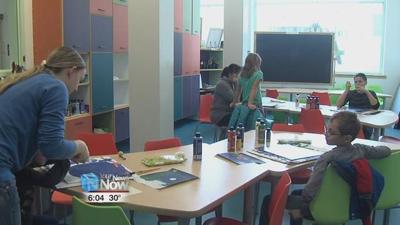 Children's artwork displayed across town