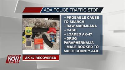 Ada Police seize a loaded AK-47 pistol, marijuana, and cash during traffic stop