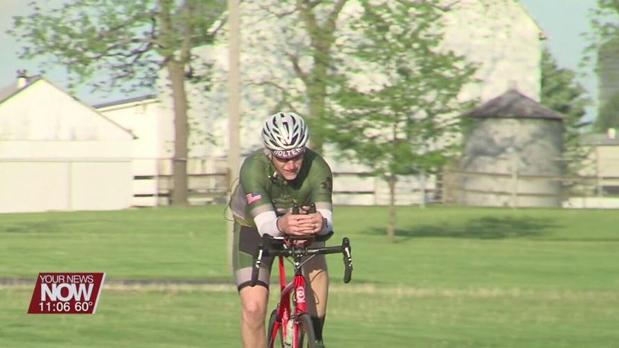 Cyclist raising money and awareness on behalf of veterans dealing with PTSD and TBI