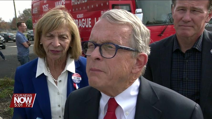 Governor Mike DeWine speaks to GOP supporters as Ohio Bus Tour makes its way Lima